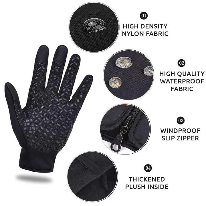 Unisex Fleece Lined Winter Gloves with Raised Grip Palm for Outdoor Sports