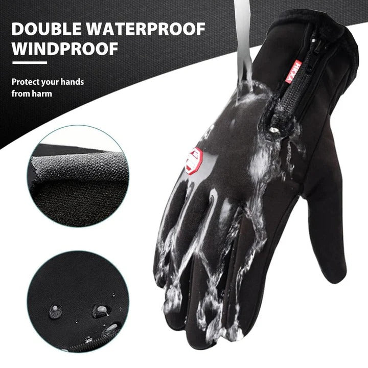 Unisex Fleece Lined Winter Gloves with Raised Grip Palm for Outdoor Sports