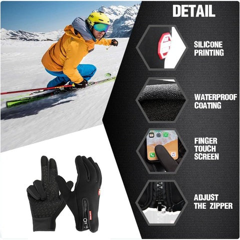Unisex Fleece Lined Winter Gloves with Raised Grip Palm for Outdoor Sports