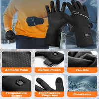 Heated Gloves with Touchscreen Fingertips and 6-Hour Battery Runtime