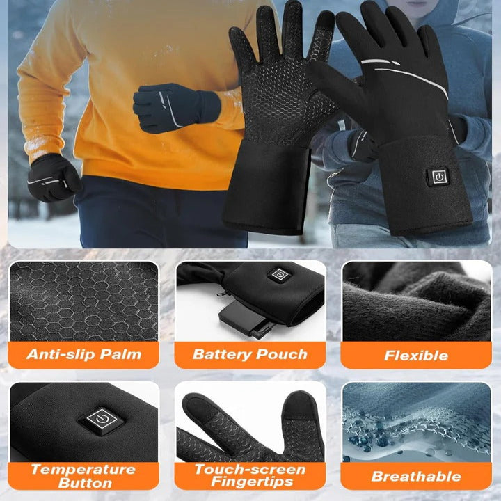 Heated Gloves with Touchscreen Fingertips and 6-Hour Battery Runtime