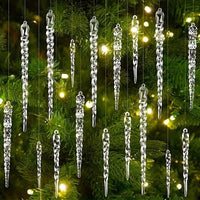 Transparent Icicle Ornaments with Light Reflecting Surface, 12-Piece Set All Vera Mart
