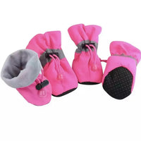 Winter Dog Boots Set of Four with Anti Slip Sole and Adjustable Ankle Straps in Four Colors