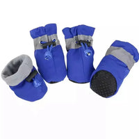 Winter Dog Boots Set of Four with Anti Slip Sole and Adjustable Ankle Straps in Four Colors