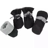 Winter Dog Boots Set of Four with Anti Slip Sole and Adjustable Ankle Straps in Four Colors