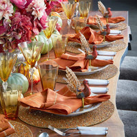 Thanksgiving Turkey Napkin Rings with Natural Feathers, Set of 4