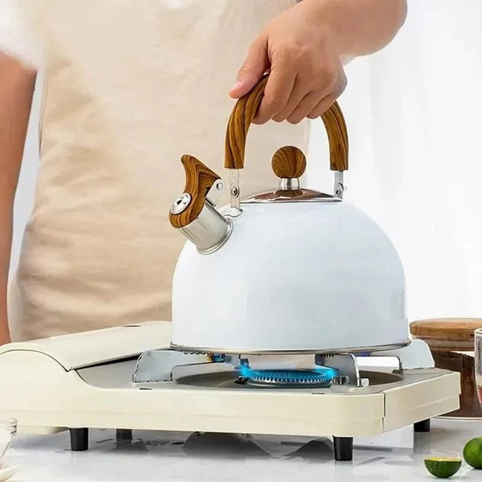 Stovetop Kettle with Automatic Whistle Alert and Even Heat Base for All Cooktops