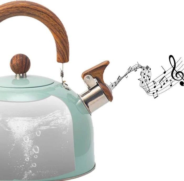Stovetop Kettle with Automatic Whistle Alert and Even Heat Base for All Cooktops