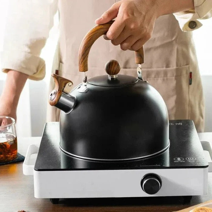 Stovetop Kettle with Automatic Whistle Alert and Even Heat Base for All Cooktops