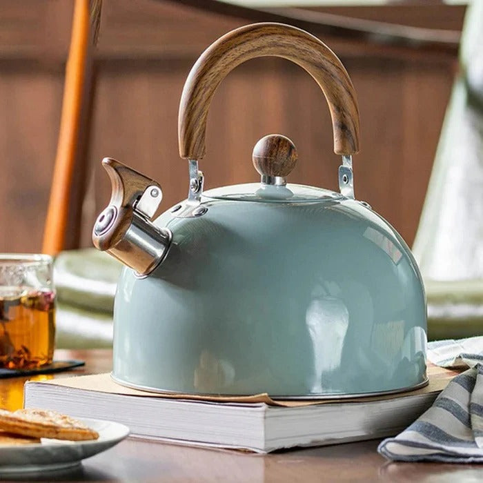 Stovetop Kettle with Automatic Whistle Alert and Even Heat Base for All Cooktops