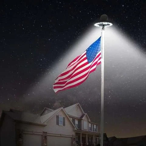 Solar Flagpole Light with Automatic Dusk Sensor and 700 Lumens, IP67 Rated