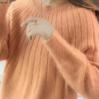 Women's Pullover Sweater with Natural Fiber Blend and Wrist Length Sleeves