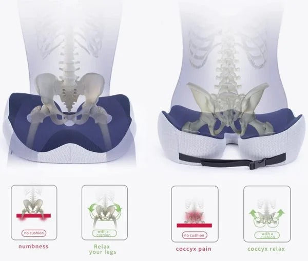 Seat Cushion with Adjustable Memory Foam for Sit Bone Relief