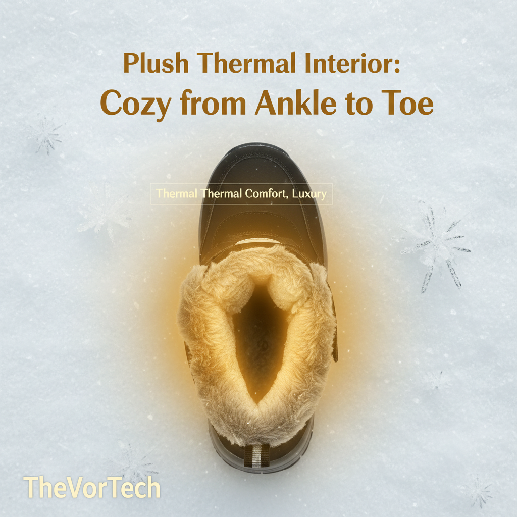 Waterproof Slip-On Snow Boots with Deep Tread Outsole and Plush Lining