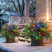 LED Urn Filler with 167 Evergreen Tips and 35 Warm White Lights, Battery Operated