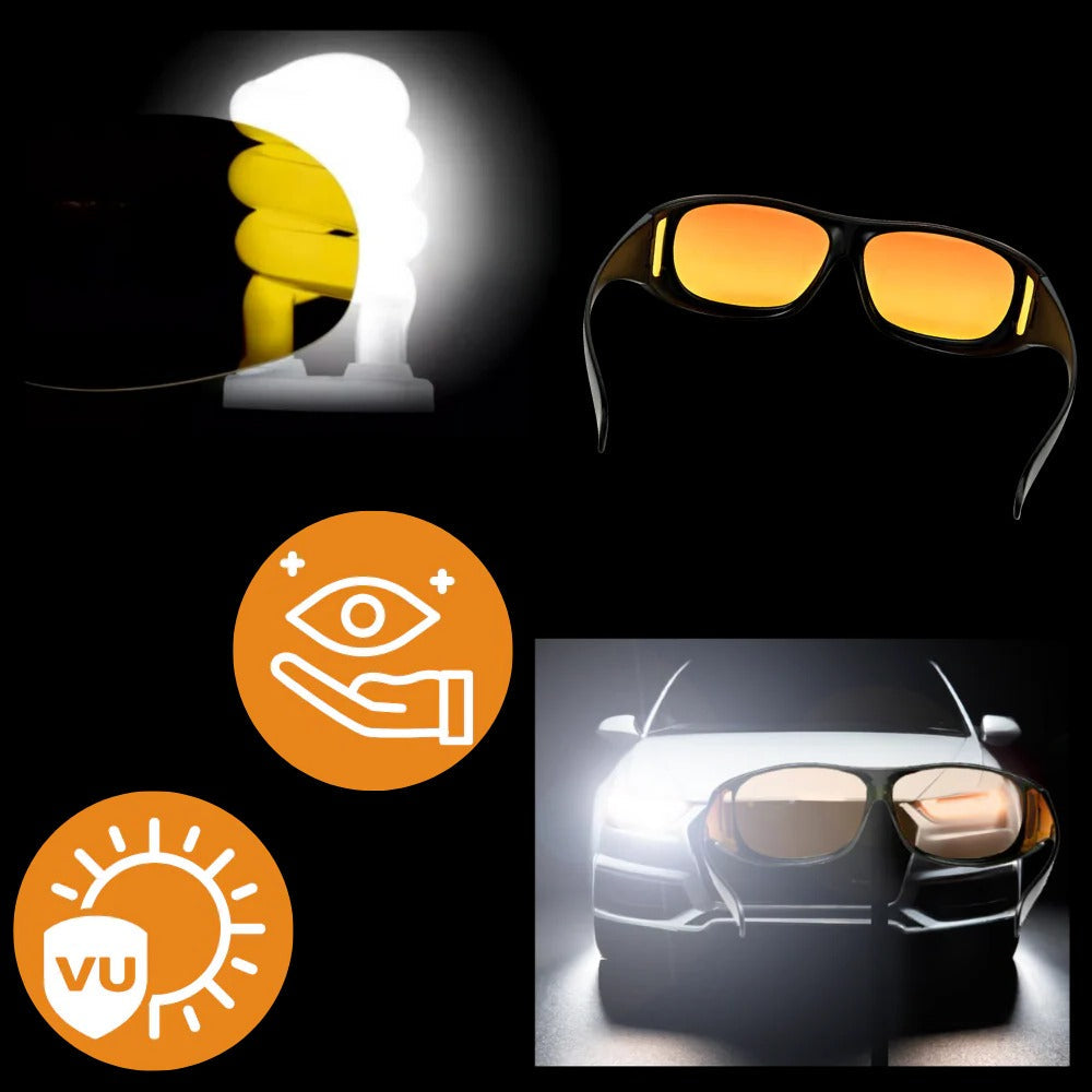 Fit-Over Night Driving Glasses with Polarized Resin Lenses and Side Panels