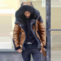 Men's Motorcycle Jacket with Wind Blocking PU Material and Water Resistant Outer Layer