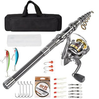Telescopic Carbon Fiber Fishing Rod and Reel Combo Saltwater Freshwater