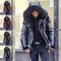 Men's Motorcycle Jacket with Wind Blocking PU Material and Water Resistant Outer Layer