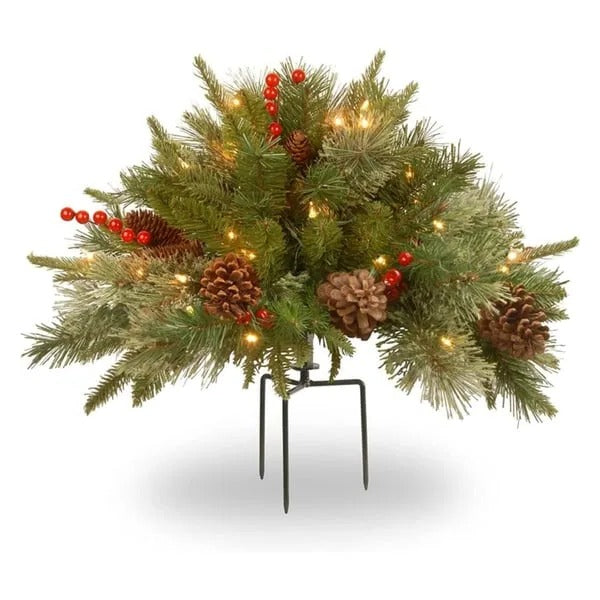 LED Urn Filler with 167 Evergreen Tips and 35 Warm White Lights, Battery Operated