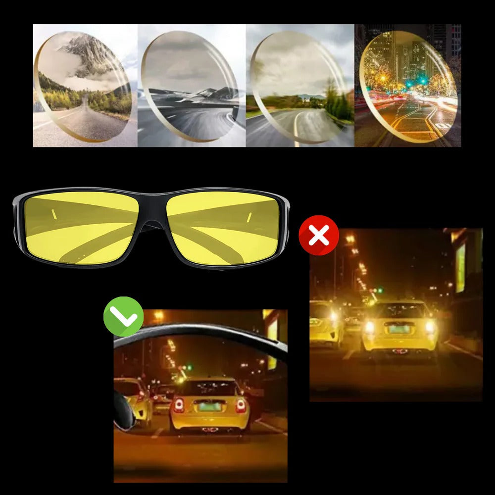 Fit-Over Night Driving Glasses with Polarized Resin Lenses and Side Panels