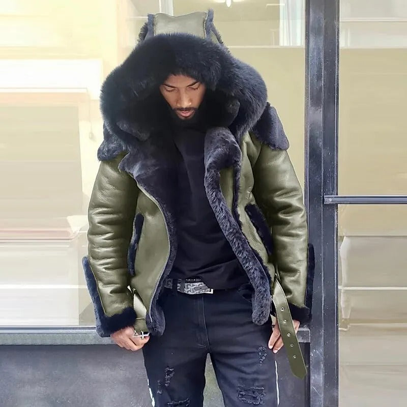 Men's Motorcycle Jacket with Wind Blocking PU Material and Water Resistant Outer Layer