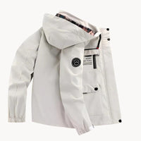 Men's Outdoor Jacket with Removable Hood and Breathable Membrane, Zippered Pockets
