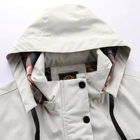 Men's Outdoor Jacket with Removable Hood and Breathable Membrane, Zippered Pockets