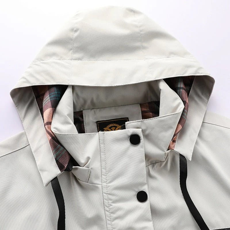 Men's Outdoor Jacket with Removable Hood and Breathable Membrane, Zippered Pockets