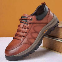 Men's Lace-Up Work Shoes with Built-In Arch Support and Slip-Resistant Sole