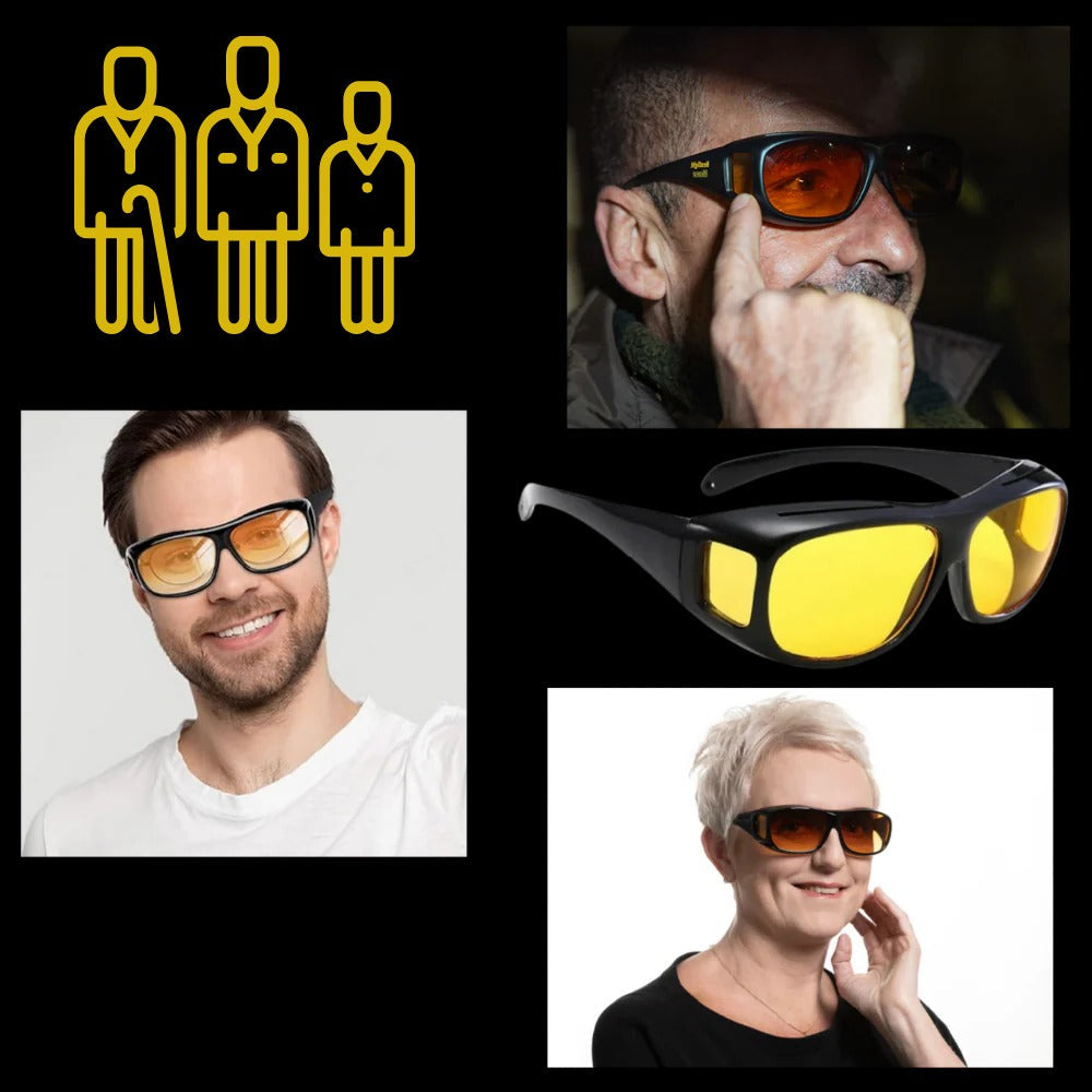 Fit-Over Night Driving Glasses with Polarized Resin Lenses and Side Panels