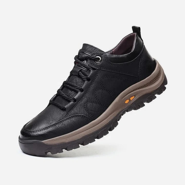 Men's Lace-Up Work Shoes with Built-In Arch Support and Slip-Resistant Sole