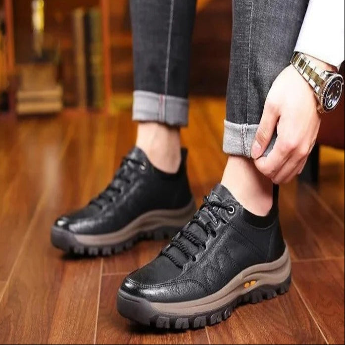 Men's Lace-Up Work Shoes with Built-In Arch Support and Slip-Resistant Sole