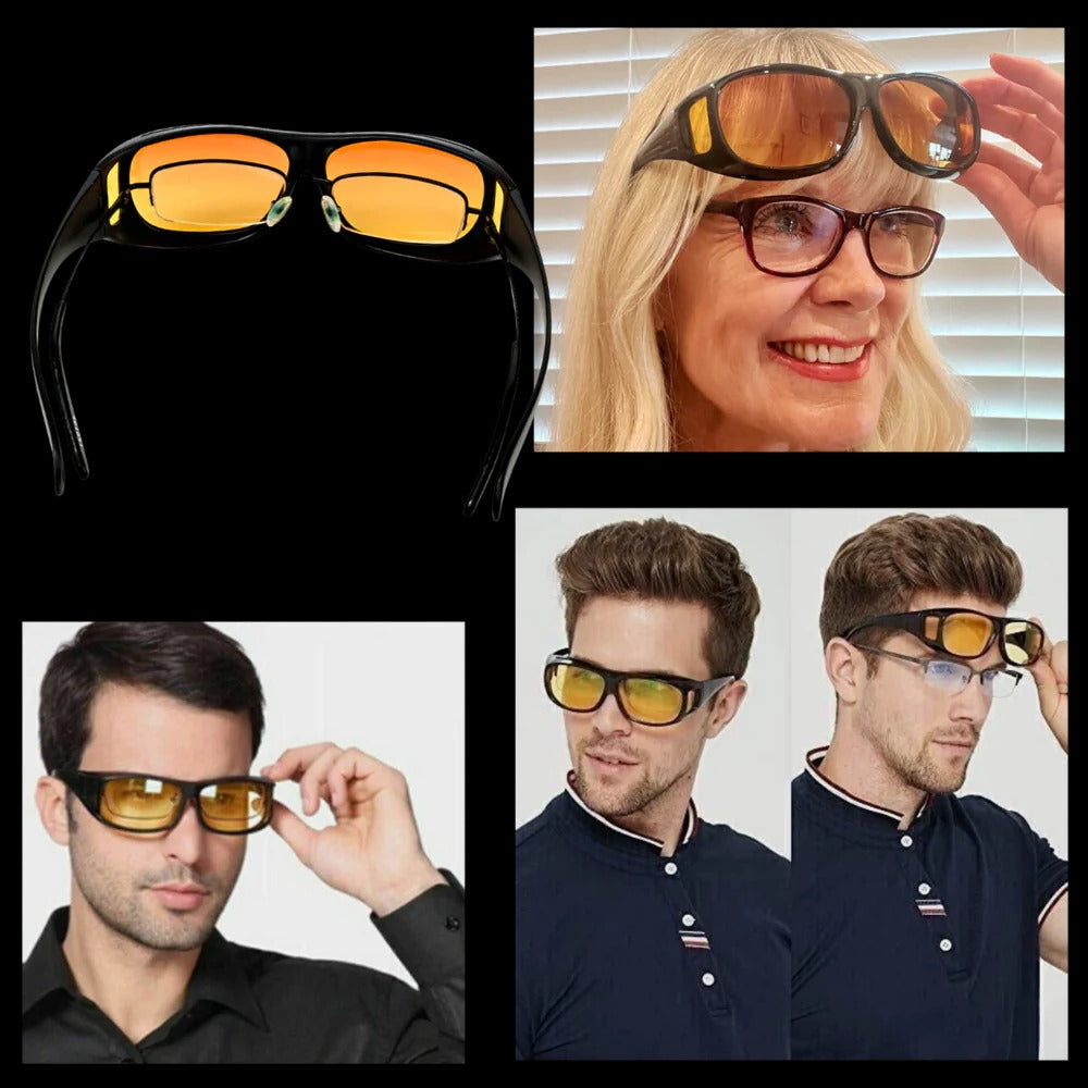Fit-Over Night Driving Glasses with Polarized Resin Lenses and Side Panels