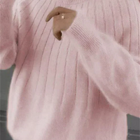 Women's Pullover Sweater with Natural Fiber Blend and Wrist Length Sleeves