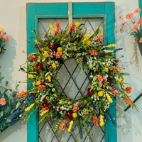 Spring Wildflower Door Wreath with Grapevine Base and Eucalyptus Greenery