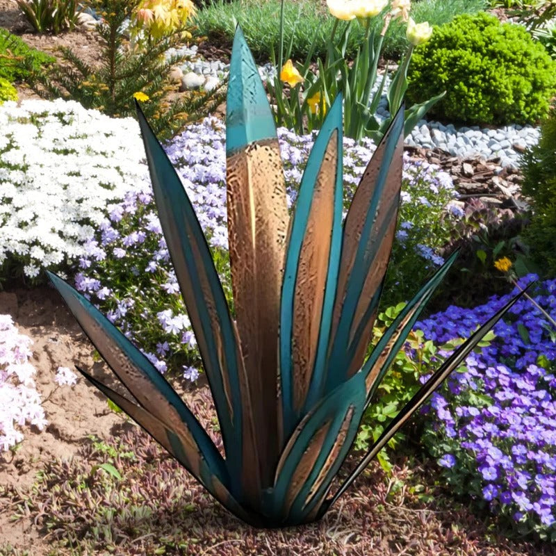Decorative Plant Sculpture Featuring Agave Americana In Metal