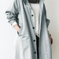 Trench Coat with Waterproof Finish and Hooded Design