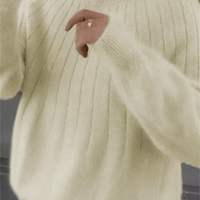 Women's Pullover Sweater with Natural Fiber Blend and Wrist Length Sleeves