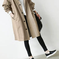 Trench Coat with Waterproof Finish and Hooded Design