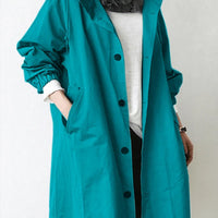 Trench Coat with Waterproof Finish and Hooded Design