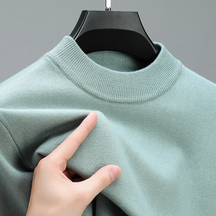 Pullover Knit Sweater with Hem Detail for Men