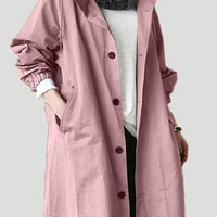 Trench Coat with Waterproof Finish and Hooded Design