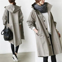 Trench Coat with Waterproof Finish and Hooded Design