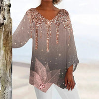 Women's vintage V-neck top with elegant fit