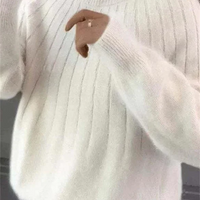 Women's Pullover Sweater with Natural Fiber Blend and Wrist Length Sleeves