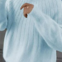 Women's Pullover Sweater with Natural Fiber Blend and Wrist Length Sleeves