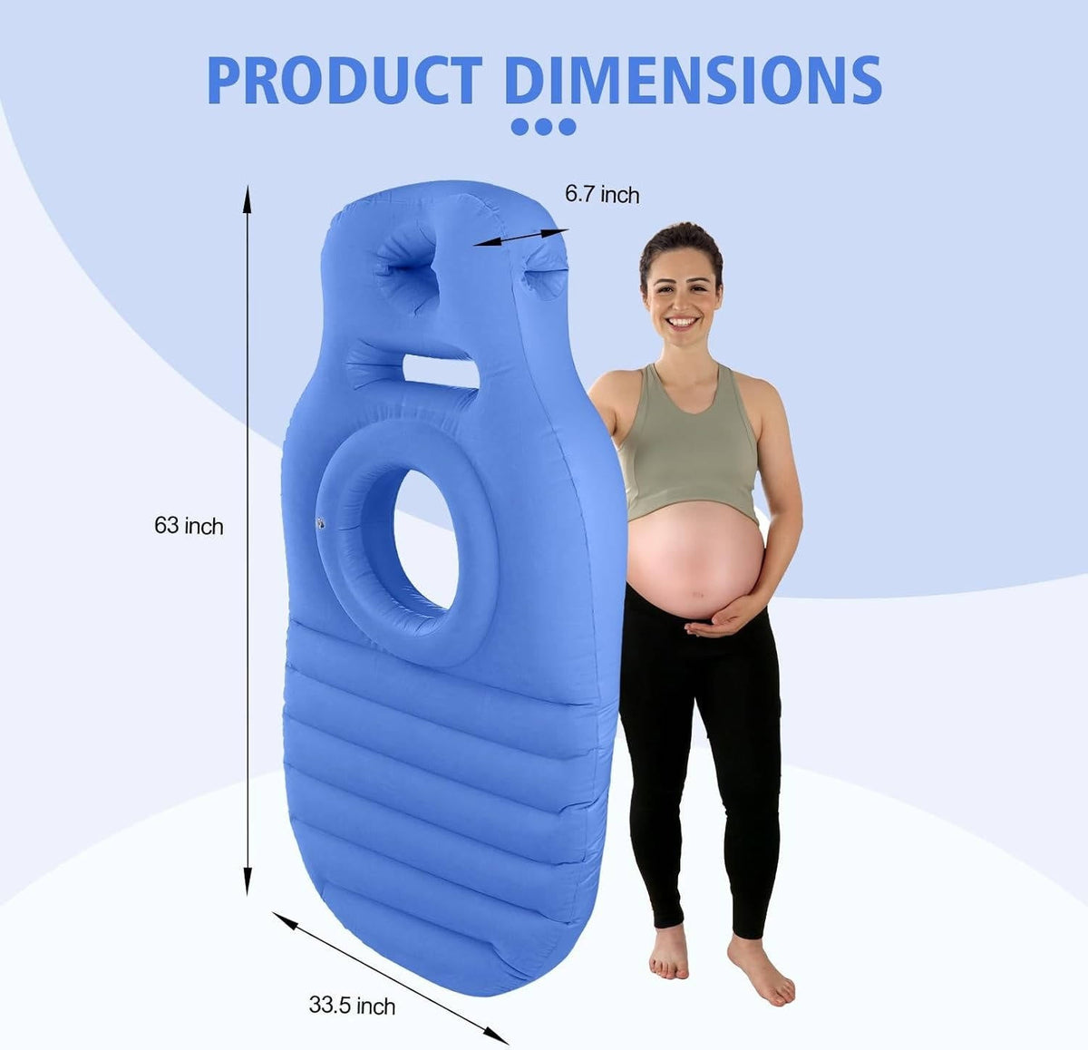 Inflatable Pregnancy Pillow with Center Belly Cutout and Adjustable Leg Support, 65in