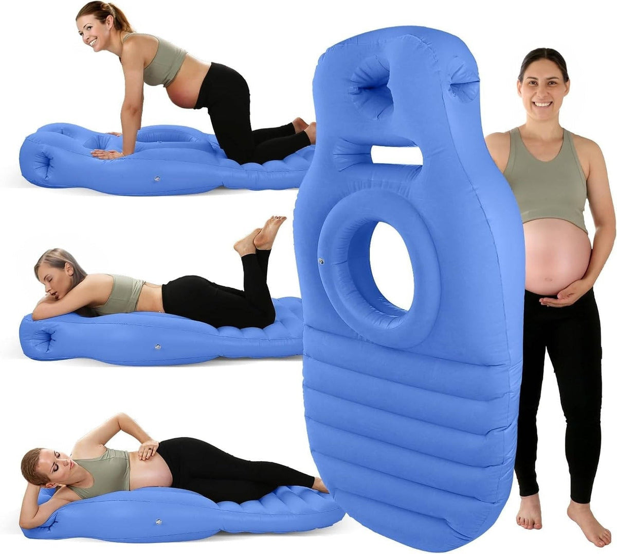 Inflatable Pregnancy Pillow with Center Belly Cutout and Adjustable Leg Support, 65in