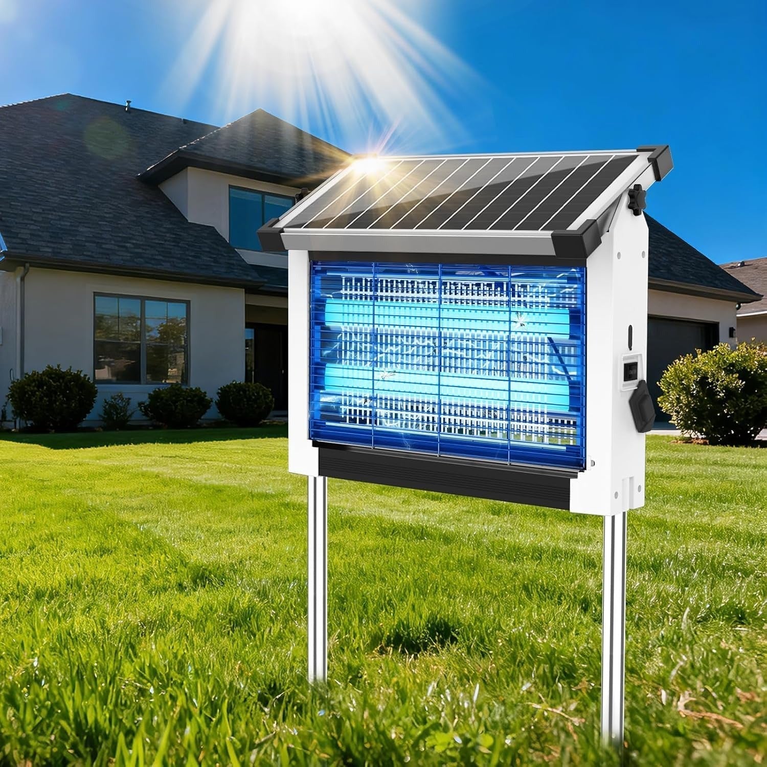 Solar Bug Zapper Outdoor, Wireless Portable Camping Mosquito Zapper for 3500 Sq.ft, Fly Traps for Backyard, Patio, Garden, RV